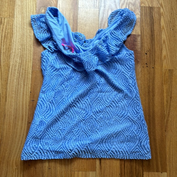 Lilly Pulitizer Alessa Light Blue Peri Flowing Leaf Lace Size Small - Picture 4 of 7